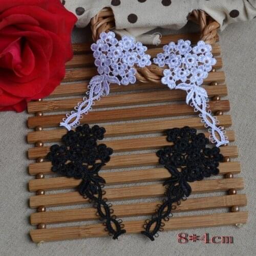 FREE SHIPPING 8*4cm water soluble embroidery mirrored applique, wedding dress applique accessories,XERY13684