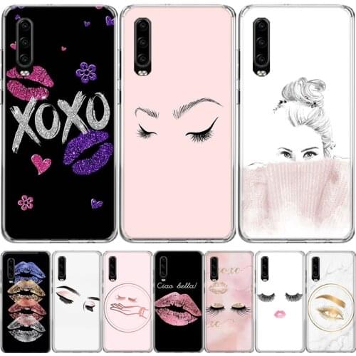 Eyelash Makeup Lip Phone Case For Huawei Mate 30 20 10 P40 P30 P20 P10 Pro Lite P Smart Z Plus 2019 2018 Cover Coque