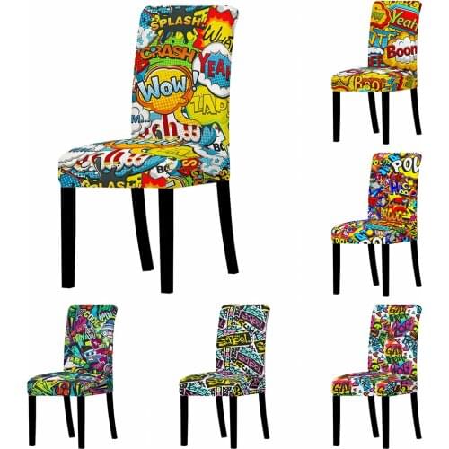 Chair Cover 3D Cartoon Graffiti Stretch Chair Covers Couch Cover Washable And Stain Resistant Chair Slipcovers For Dining Room