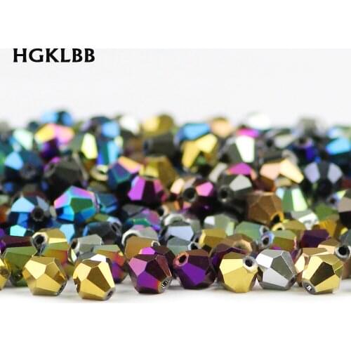 HGKLBB Bicone Austrian crystals beads ball 8mm 30pcs plating color Loose glass beads for Jewelry Making Bracelet DIY Accessories