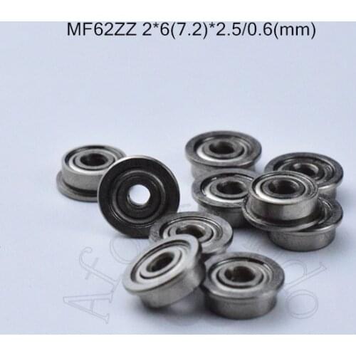 MF62ZZ 2*6*7.2*2.5*0.6(mm) 10pieces bearing Flange bearings MF62ZZ chrome steel deep groove bearing