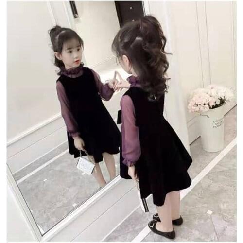 3T 4 6 8 10 12 Children Clothes Set 2019 New Autmn Girls Long Sleeve Shirt + Dress Suit Bodysuit Fashion Kids clothing Girl set