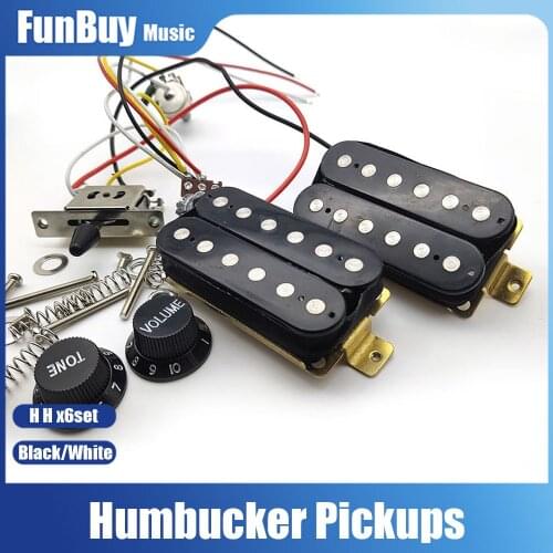 6set HH Guitar Humbucker Pickups with 3 way Guitar Switch 500K Potentiometer 1T1V Wiring Harness Prewired Electric Guitar Pickup