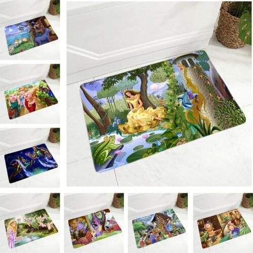 Colorful Europe Fairy tales Doormat Non-Slip Soft Flannel Floor Carpet Decor Cute Cartoon Floor Door Mat for Children Room Rug