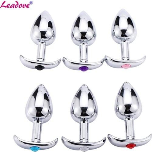 Leadove Strapon Metal Anchor Smooth Touch Butt Plug Anal Booty Beads Stainless Steel Crystal Jewelry Anal Sex Toys for Women/Men