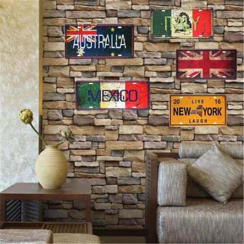 Hot Sale New York USA Flag Car License Plate London Vintage Home Decor Living Room Italy France Tin Sign For Bar Pub Club Decor