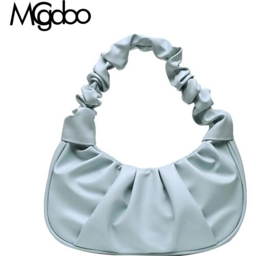 Mgcdoo Folds Design Pu Shoulder Bags For Women Summer Pleated Handlebags Elegant Cloud Bags Armpit Bags Dumpling Handbag Female