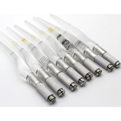 50 Pcs PCD Microblading Pen Manual Tattoo Pen for 3D Eyebrow Tattoo Embroidery Permanent Makeup Tattoo