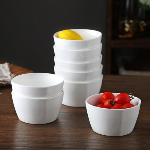 Fashion Nordic Ceramic Household Rice Soup Bowl Korean Eating Rice Bowls Pure White Tableware Square Soup Bowl Kitchen Tableware