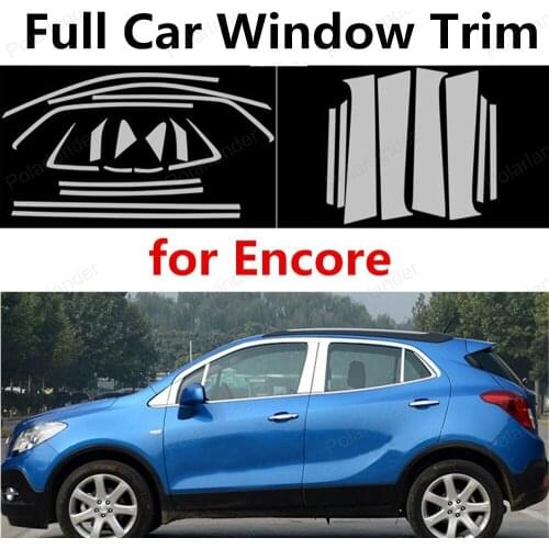 New! For E-ncore Stainless Steel Car Styling Decoration full Window Trim Strips with column car exterior accessories