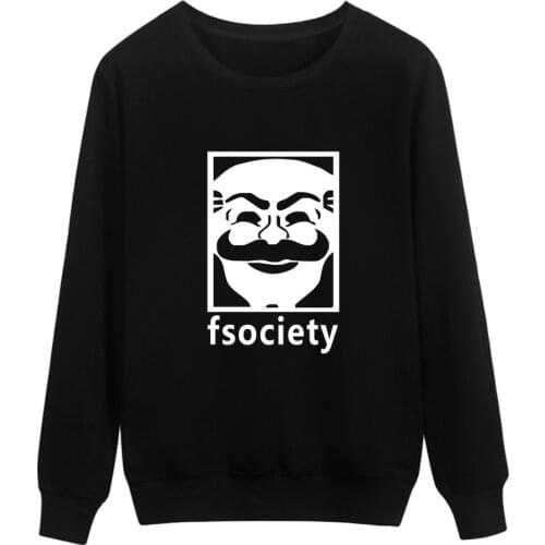 Latest fashion funny Mr Robot Fsociety men women Hoodies Pullover casual round neck cotton Long Sleeve Harajuku Sweatshirts tops