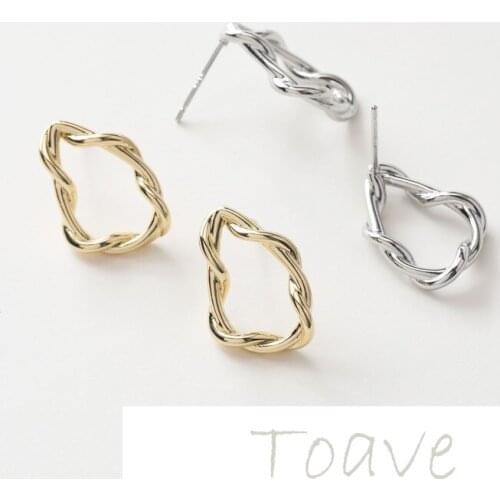 14K gold-clad gold color-preserving electroplating irregular twist earrings earrings diy hand-made material accessories