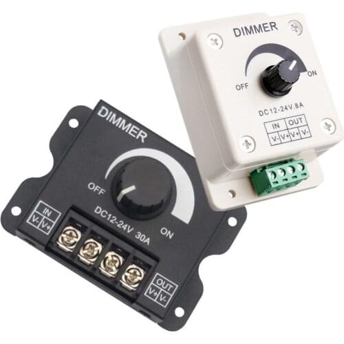 LED Dimmer Knob Switch Control Adjustable Brightness Lamp LED Driver DC12V/24V 8A 30A for Single Color 5050 3528 LED Strip Light
