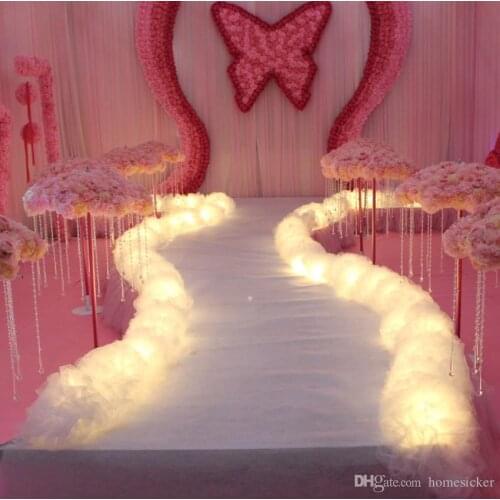 35CM wide Romatic Wedding Props Decorative cloud Roman Columns White yarn Road Cited party Event Decoration Supplies 10M/lot