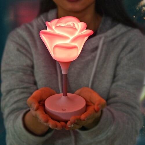 Romantic Rose LED Night Lights Luminarias for Dinning Room Coffee Bar Lamp Decor USB Charge Dimmable Lighting Fixtures Girl Gift