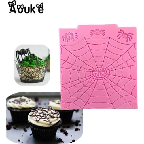 Halloween Spider web Shape Fondant Silicone Mold Chocolate Molds Biscuits Cookies Mould Kitchen Baking Cake Decoration Tool