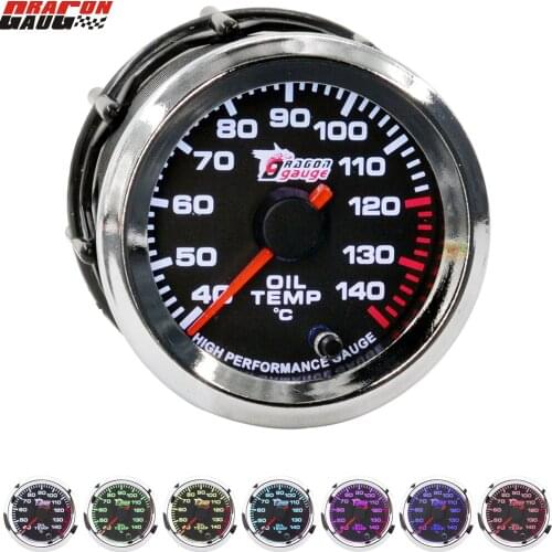 Dragon 2" 52mm Stepper Motor 7 Colors Backlight Auto Car Oil Temp Gauge Temperature 40-140 Celsius Meter Filter Sandwich Adapter