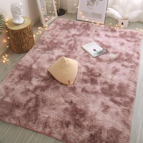 Tie-Dye Gradient Wool Carpet Girl Bedroom Bedside Living Room Large Area Rugs Floor Mat Non-Slip Mats Bay Window Carpet