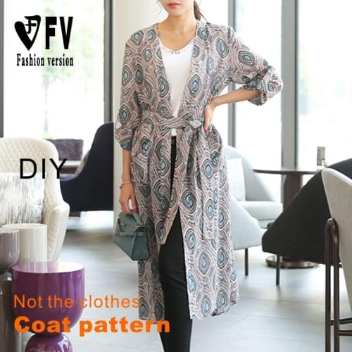 Sewing drawings womens chiffon long coat 1:1 garment making pattern BWT-83