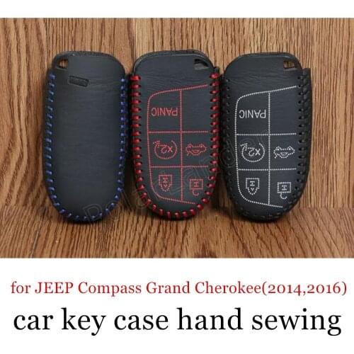 Only Red Only Red beautiful fit for JEEP Compass Grand Cherokee(2014,2016) Genuine leather car key case cover Hand sewing DIY
