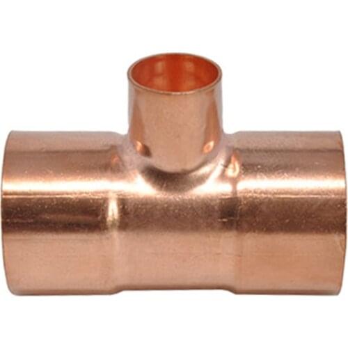 1/4" 3/8" 1/2" 8 10 14 15 16mm ID 99.9% Copper End Feed Solder Reducing Tee 3 Ways Plumbing Fitting For Air Condition