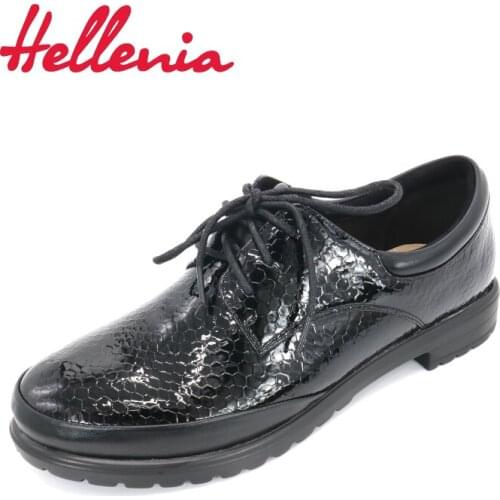 Hellenia Black Lower Square Heel Lace Up Pumps Handmade Shoes Round Toe Dress Classic letaher lining Party shoes PU leather