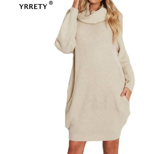 YRRETY 2020 Knitted Women Turtleneck Sweater Pullovers Spring Autumn Basic Women Pocket Loose Female Tops Plus Size Soft Warm