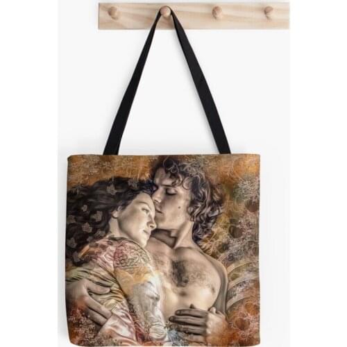 Women Lovers and outlander pattern Printed Kawaii Bag Harajuku Shopping Canvas Shopper Bag girl handbag Tote Shoulder Lady Bag