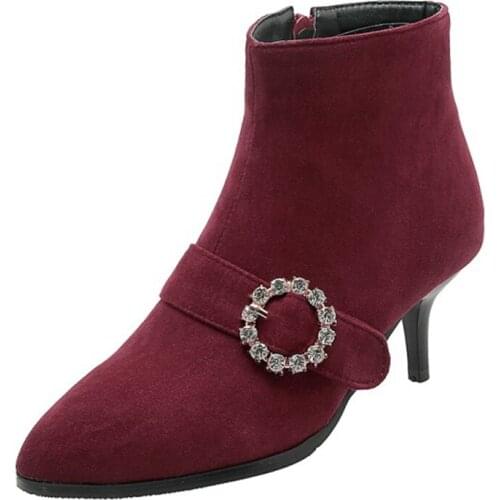 Hot Sale Super Big Size 32-48 New Round Toe Med Winter Boots Women Casual Increased Internal Heel 6CM Fashion Warm Shoes 66-5