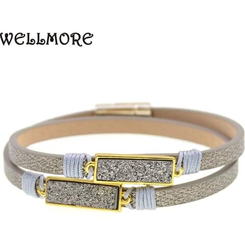WELLMORE 6 colors women leather bracelets fashion stone bracelets charm bracelets for women party jewelry wholesale dropshipping