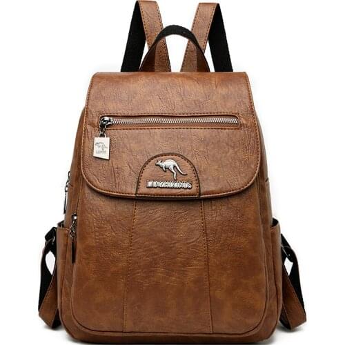 Ladies Bagpack Mochilas School Bags for Girls 2021 Women Leather Backpacks Vintage Female Shoulder Bag Sac A Dos Travel