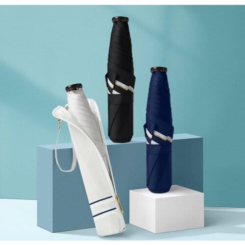 Fashion Ultralight Clear Umbrella 148g Portable Small Men Umbrella Rain Women Four Folding Sun Umbrella With Cover UV Parasol