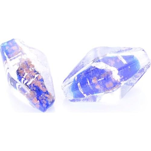 10x 12x12x24mm Handmade Faceted Oval Silver Foiled Lampwork Chamilia Glass Beads For Jewelry Making Accessories