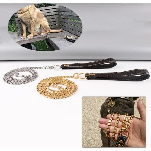 130cm Gold Chains Dog Pet Leash Stainless Steel Slip Training Pinch Collars For Small Medium Large Dogs Puppy Dogs Supplies