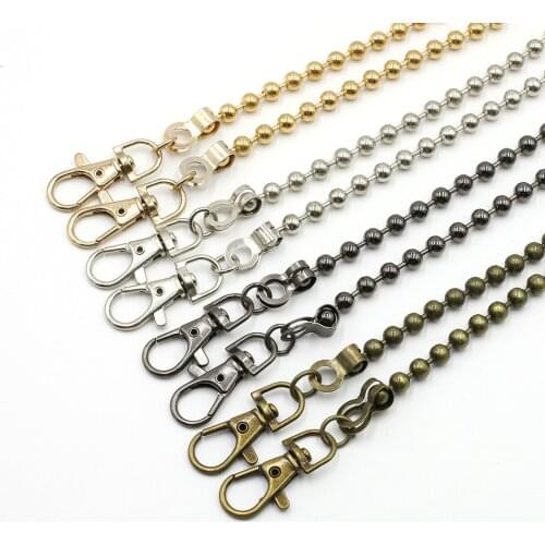 2 Pcs New Round Bead Chain Womens Bag Shoulder Strap Womens Bag Crossbite Hardware Silver Bag Belt Luggage Accessories 125cm