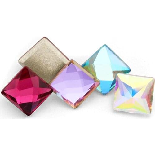 20pcs Square Rhinestones For Nails Arts 8mm Small Glue On Nails Loose Strass K9 Glass Flatback DIY Nail Art Accessories