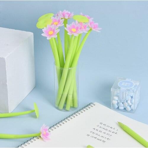 48PCS Summer Lotus Lotus Gel Pens Creative Stylish Pen Student Stationery Kawaii School Supplies