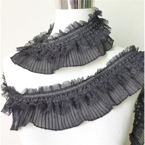 5 Yards Ruffle Lace Trim Pleated Lace Fabric Trim Black White Elastic Lace For Wedding Dress, Costume Design, Home Decor