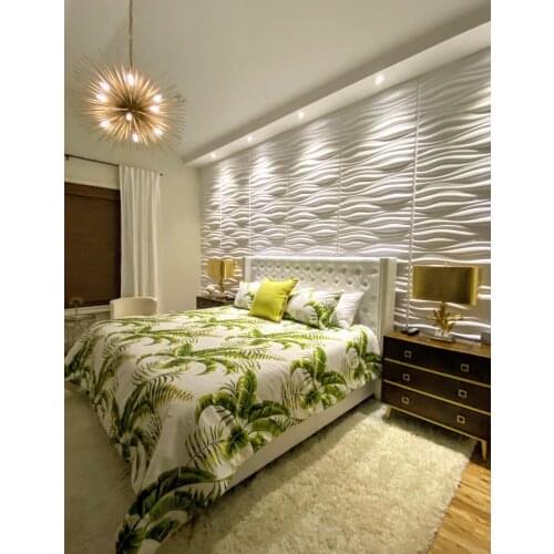 80x62cm Plastic 3D Wall Panels Big Wave Deisgn Matt White for Living Room Bedroom TV Background Ceiling (6 Pack)