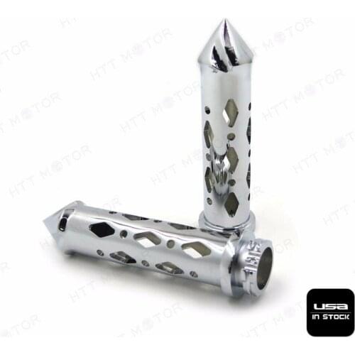 Aftermarket free shipping motorcycle parts Chrome Spike Hand Grip 25mm CNC For Kawasaki Suzuki GSXR Honda Ninja Handlebars