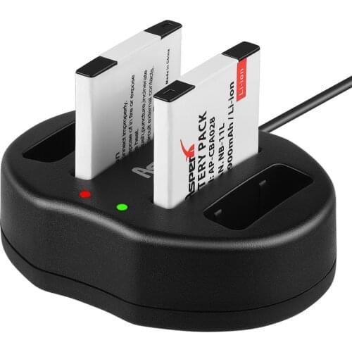 AsperX NB-11L NB 11L 2Pcs 900mAh NB11L Camera Batteries +Dual USB Charger for Canon IXUS 125 240HS A2300 A2400 A3400 A4000 Z1