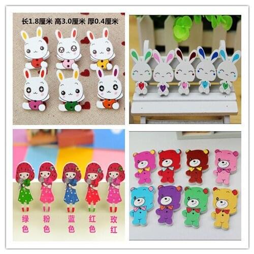 Rabbit Bear Painting Cartoon Wooden Buttons Sewing Wooden Buttons Scrapbooking DIY Garment Accessories Free Shipping
