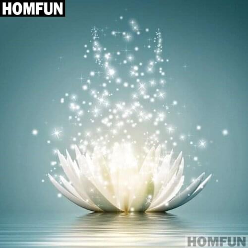 HOMFUN Full Square/Round Drill 5D DIY Diamond Painting "Water lotus" 3D Embroidery Cross Stitch 5D Decor Gift A01047