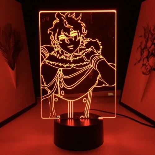 Anime Black Clover Yuno 3D LED Lamp for Kids Child Bedroom Decor Night Light Birthday Gift Manga Black Clover Lamp Yuno