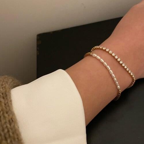 Brass With 18K Real Pearl OT Chain Bracelet Women Jewelry Chic Gown Party T Show Sweet Boho Trendy OL Simply INS Japan Korean