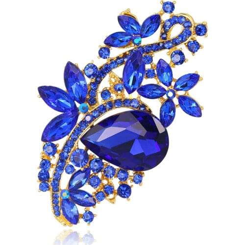 Flower Brooches for Women Big Crystal Large Brooch Rhinestone Bouquet Wedding Accessories Brooch Jewelry Lapel Pin 7.7 cm