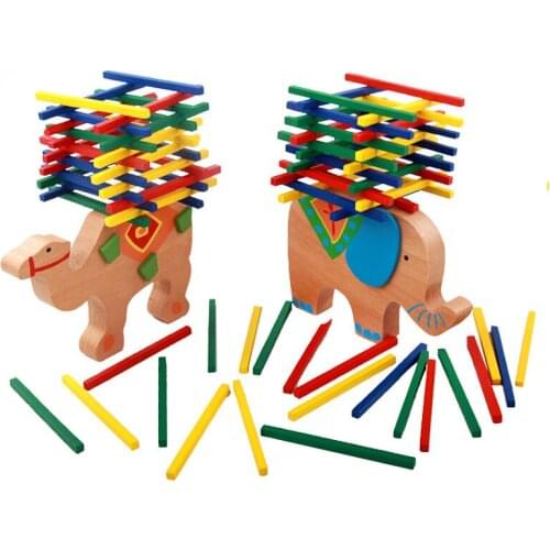 Childrens Wooden Elephant/Camel Balance Blocks Balance Game Colorful Blocks Stacking Games Educational Toys Montessori Gifts
