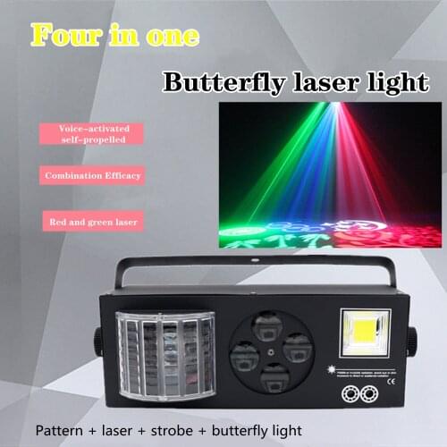 DJ Disco Strobe+Laser+Pattern+Butterfly 4in1 Effect Light for KTV Family Party Christmas Led DMX Stage