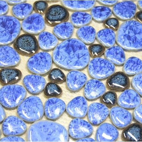 Blue pebble ceramic mosaic tile kitchen backsplash wallpaper bathroom swimming pool wall background tiles shower home decoration