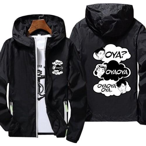 Anime Haikyuu print Jacket spring autumn fashion print top mens casual zipper jacket mens jacket large size